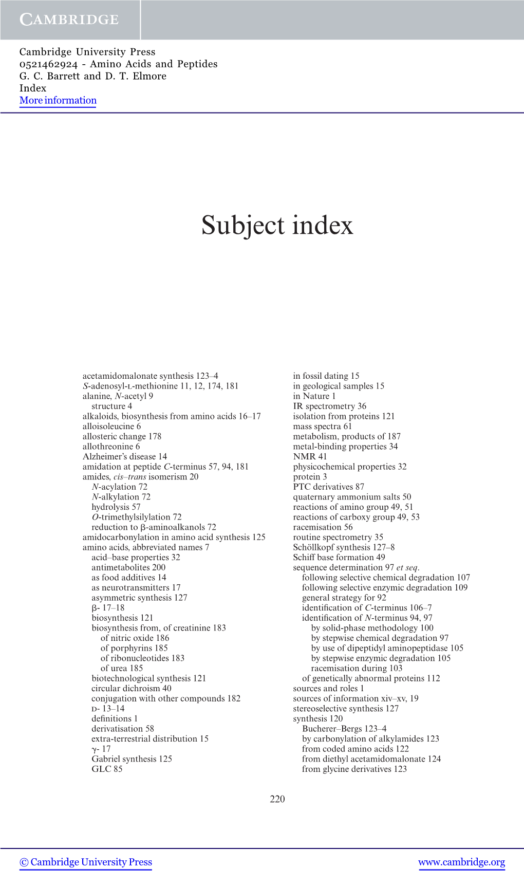 Subject Index