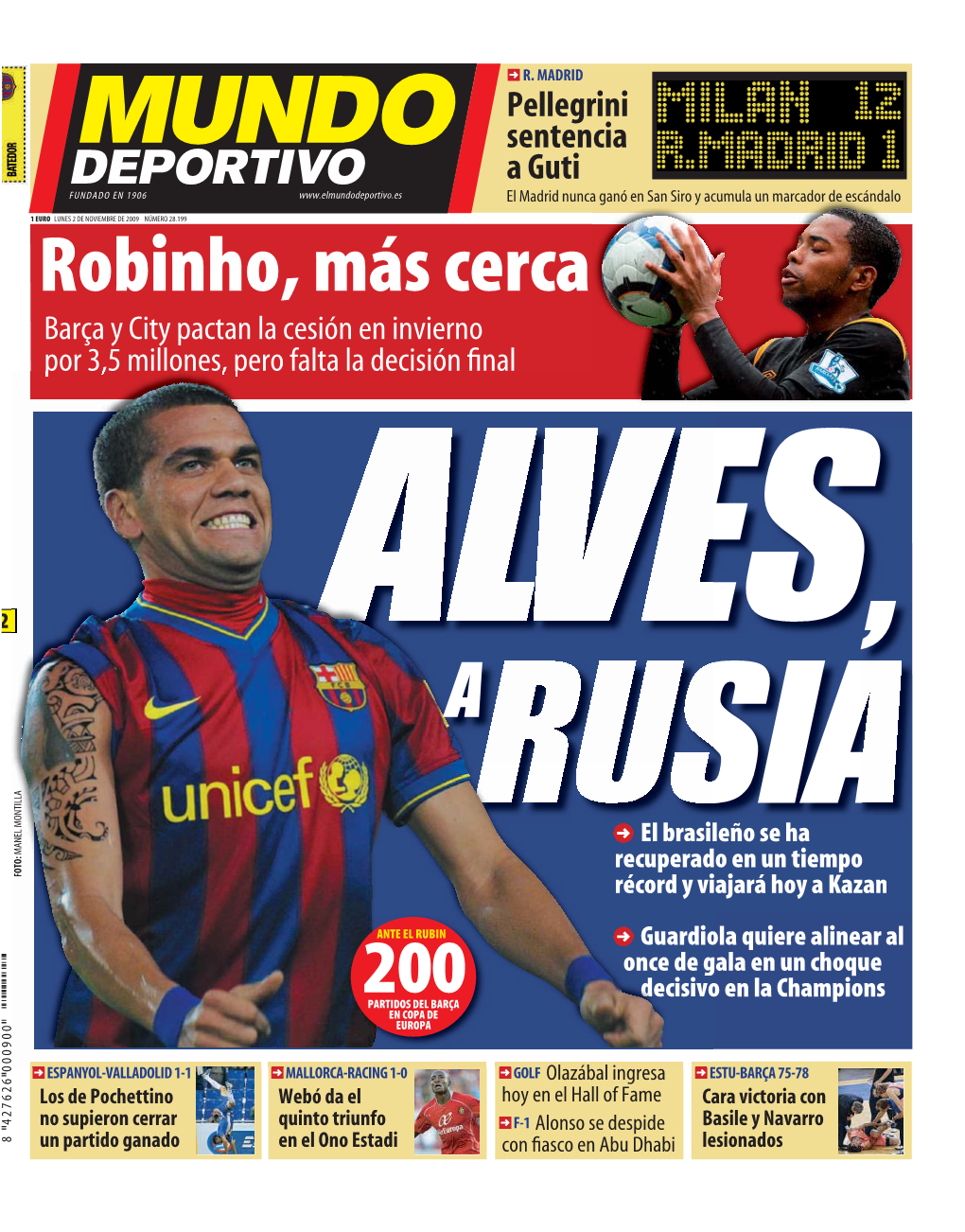 Robinho, Más Cerca Barça Y City Pactan La Cesión En Invierno Por 3,5 Millones, Pero Falta La Decisión ﬁnal ALVES, 2 A