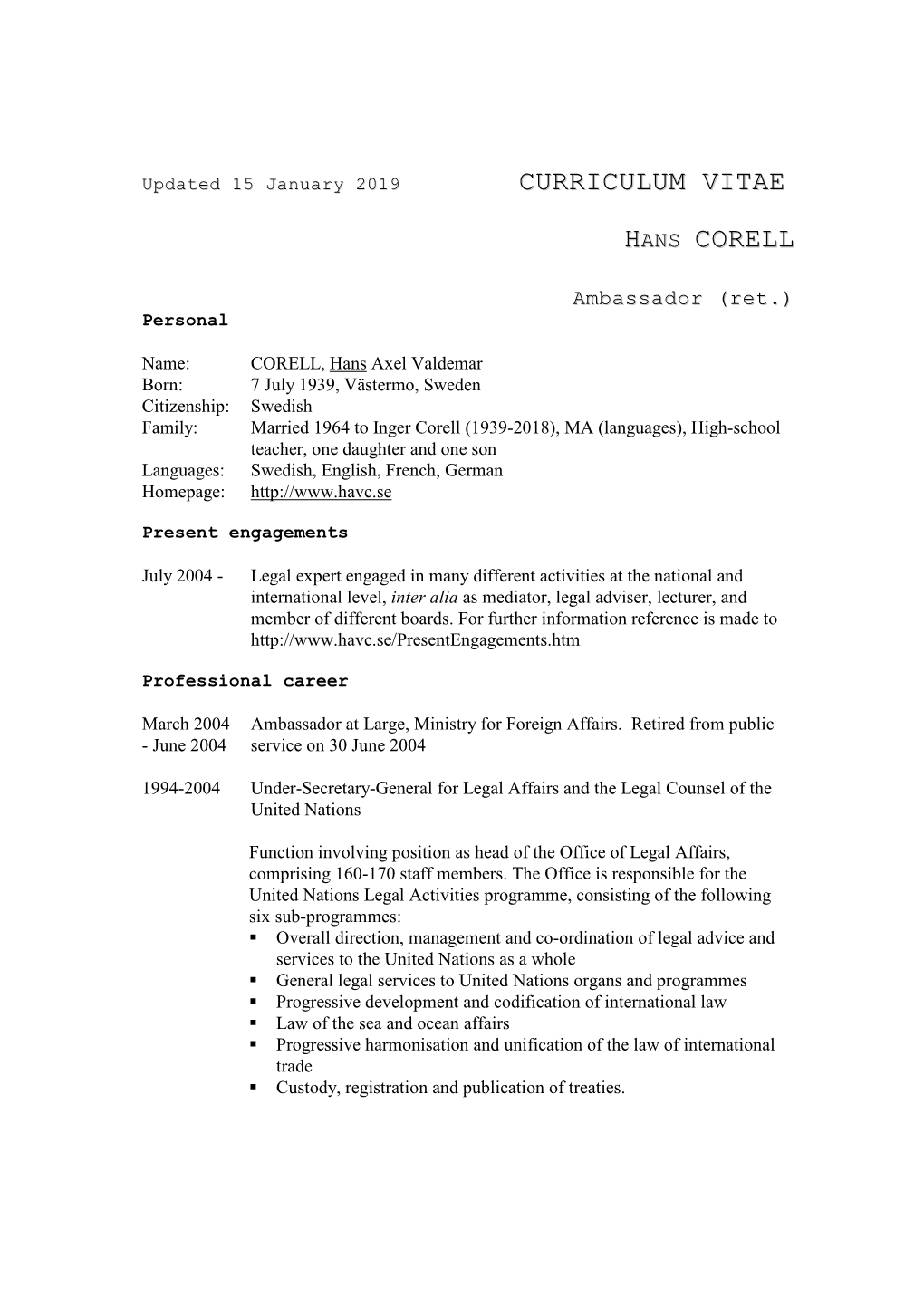 Curriculum Vitae Corell