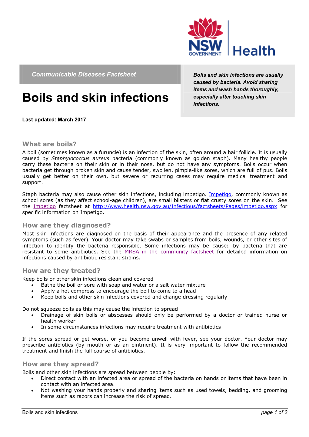 Boils and Skin Infections Are Usually Caused by Bacteria