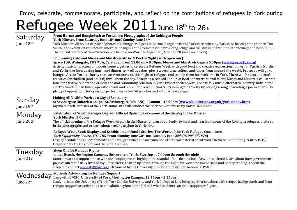 Refugee Week