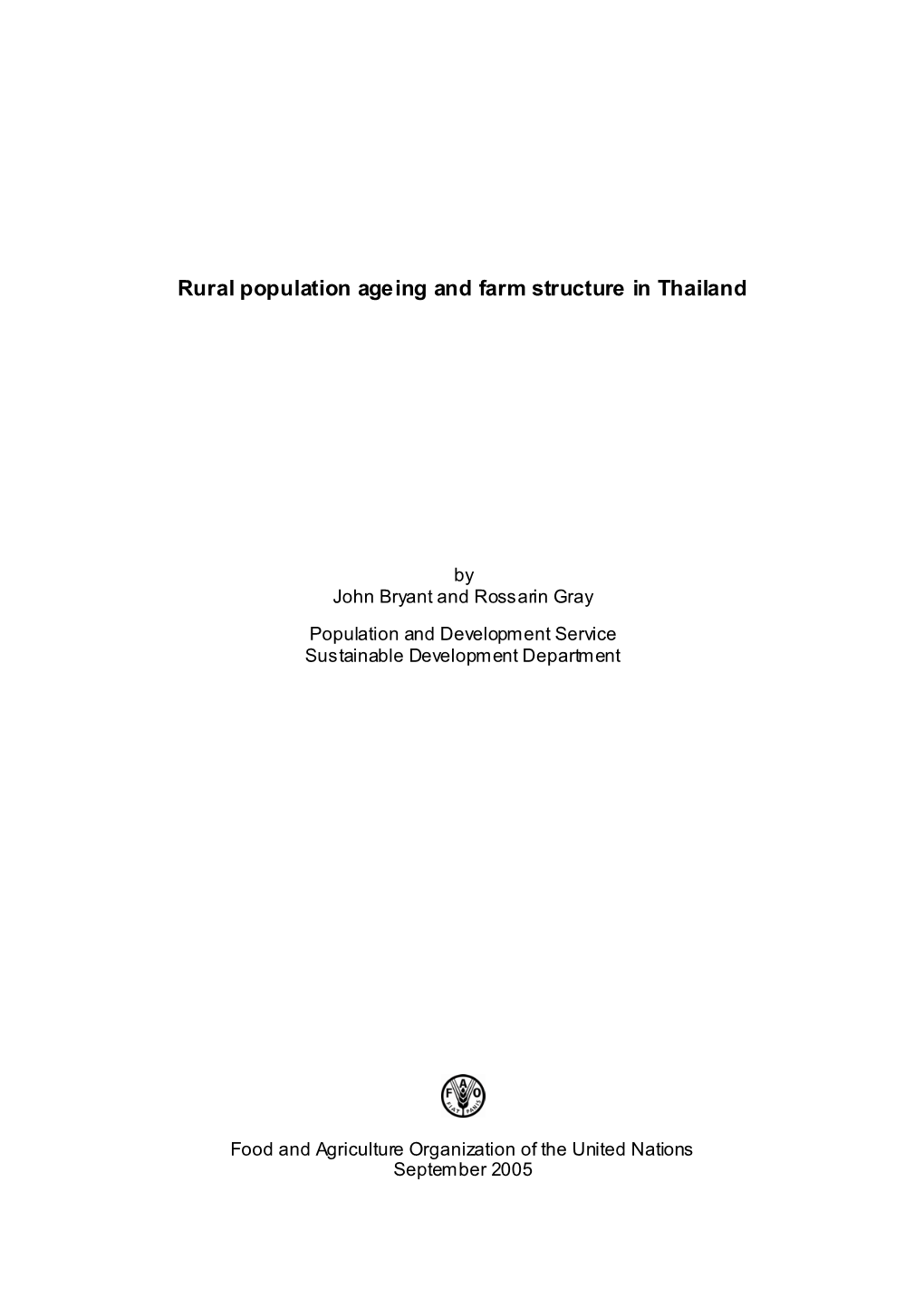 Rural Population Ageing and Farm Structure in Thailand
