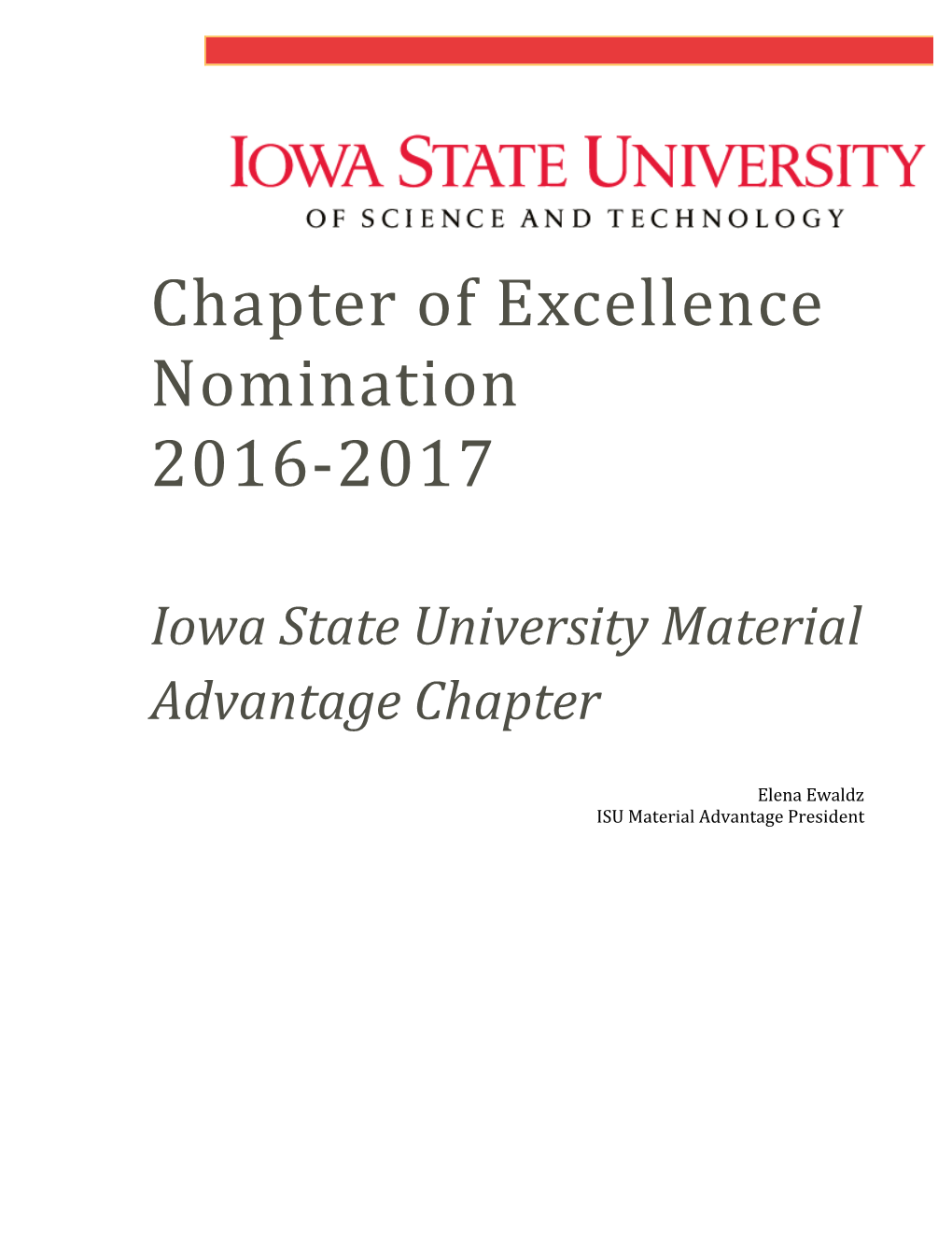 Chapter of Excellence Nomination 2016-2017