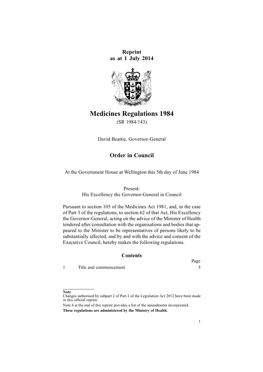 Medicines Regulations 1984 (SR 1984/143)