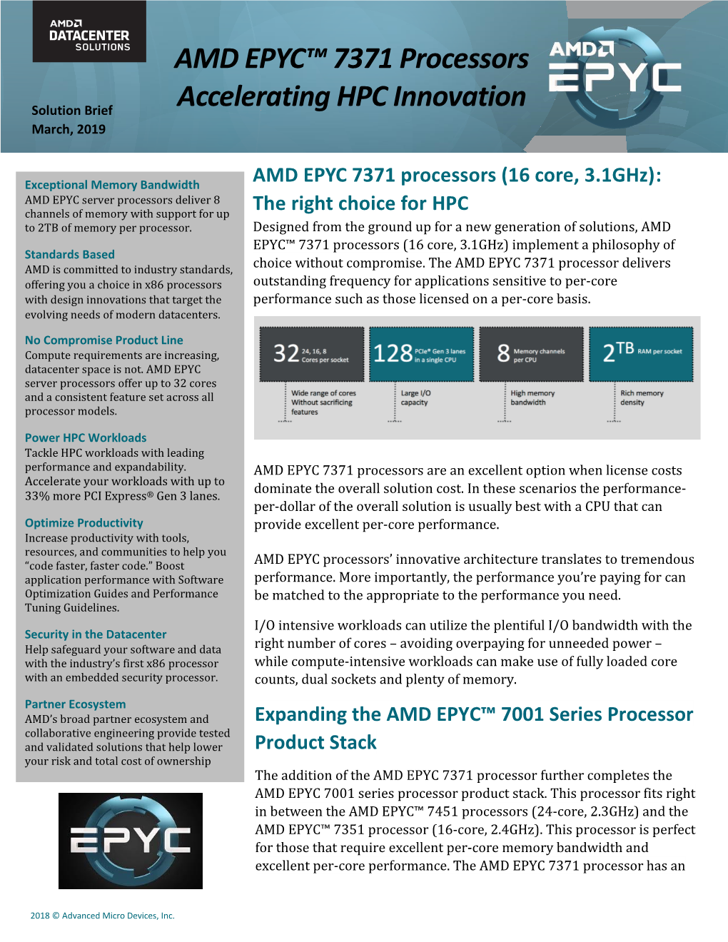 AMD EPYC™ 7371 Processors Accelerating HPC Innovation