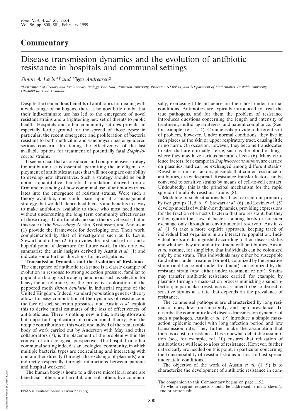 Commentary Disease Transmission Dynamics and the Evolution