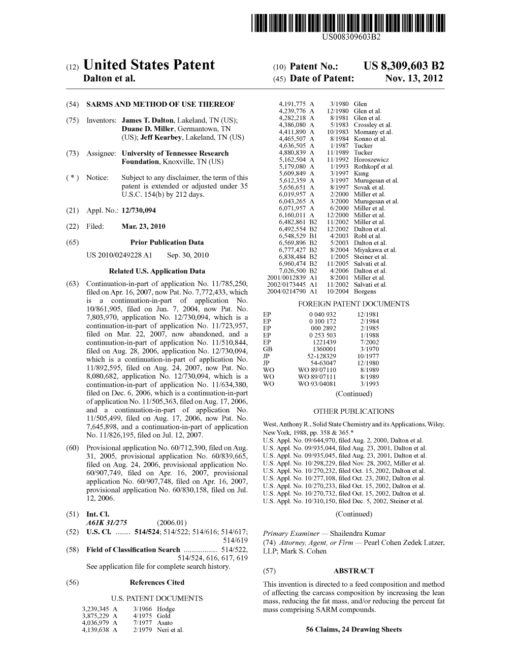 (12) United States Patent (10) Patent No.: US 8,309.603 B2 Dalton Et Al
