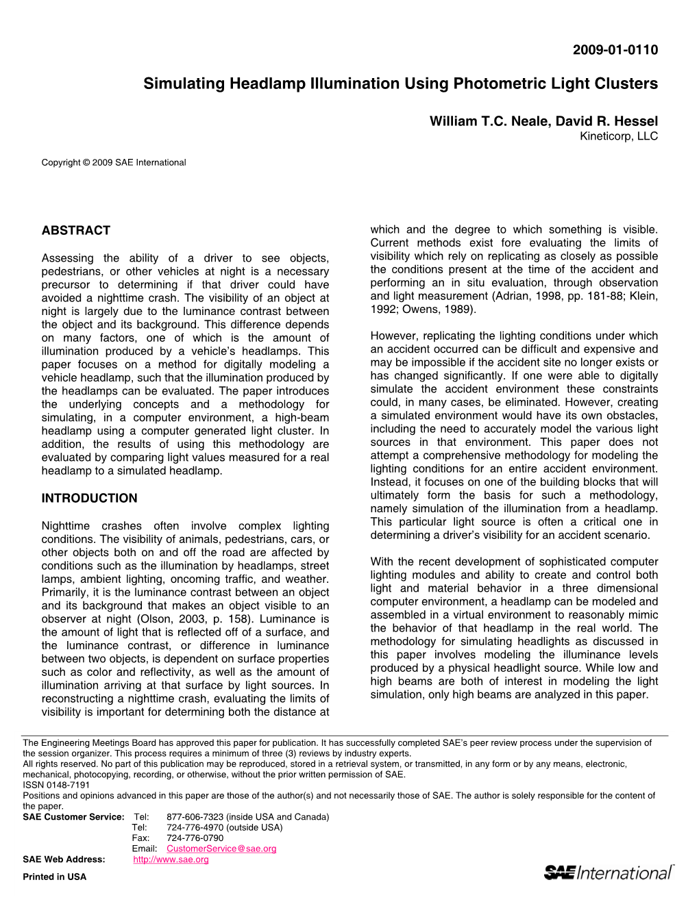 Simulating Headlamp Illumination Using Photometric Light Clusters