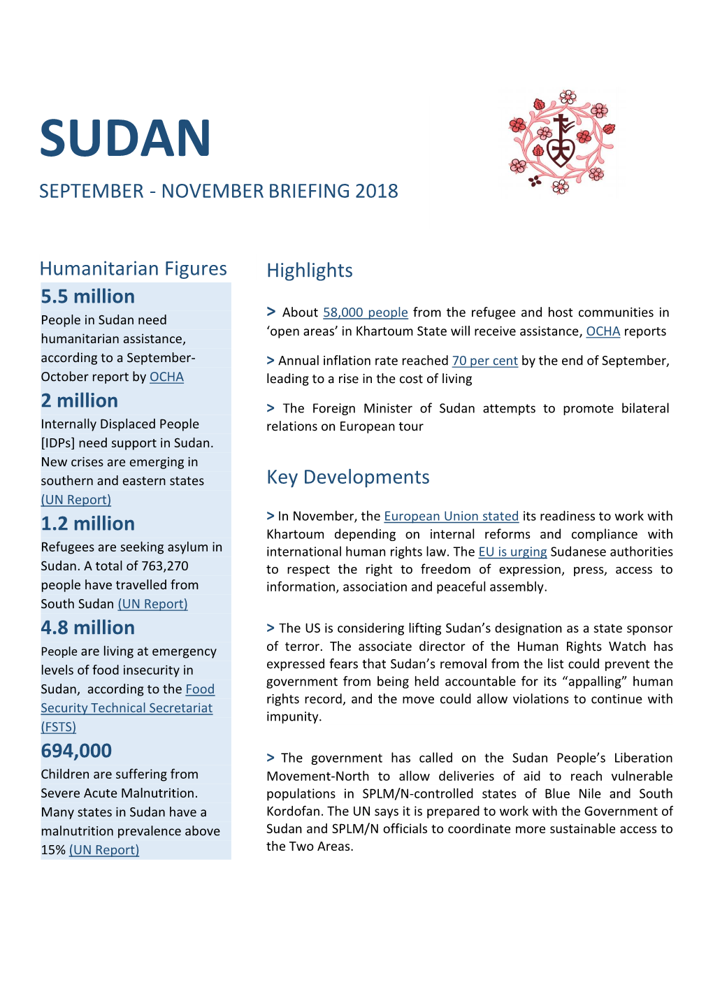 Sudan September - November Briefing 2018