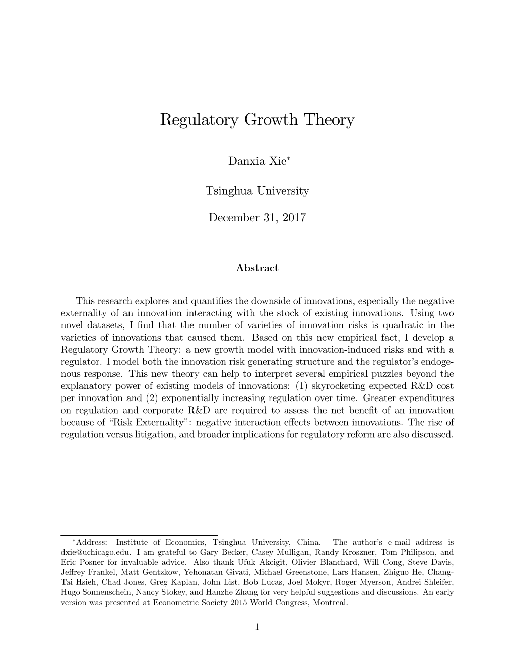 Regulatory Growth Theory