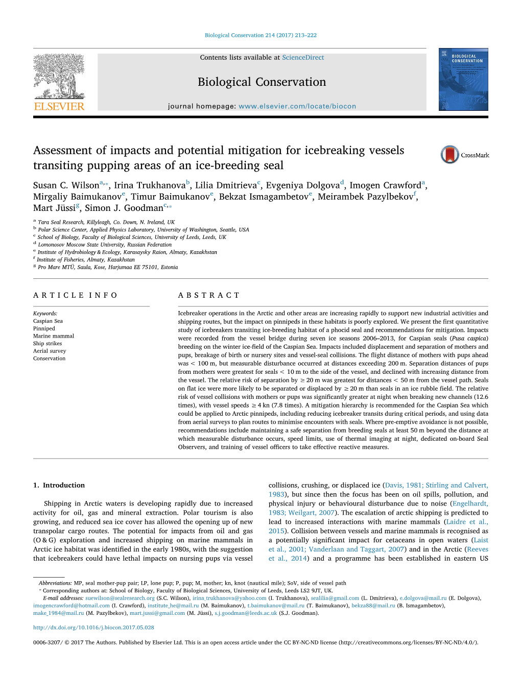 Assessment of Impacts and Potential Mitigation for Icebreaking Vessels MARK Transiting Pupping Areas of an Ice-Breeding Seal