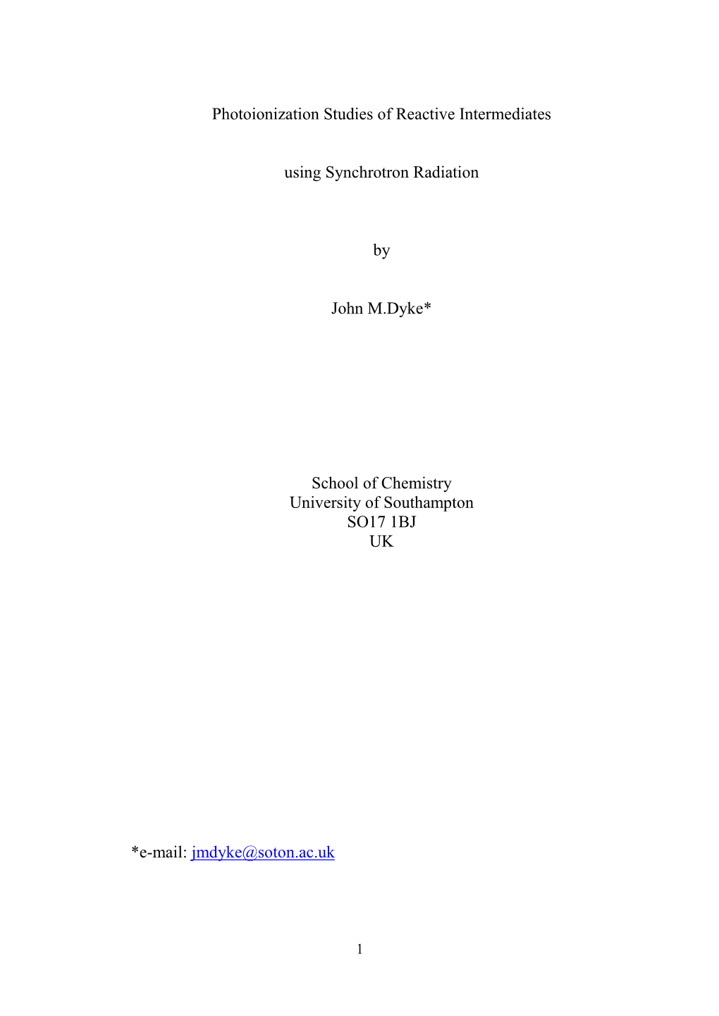 Photoionization Studies of Reactive Intermediates Using Synchrotron