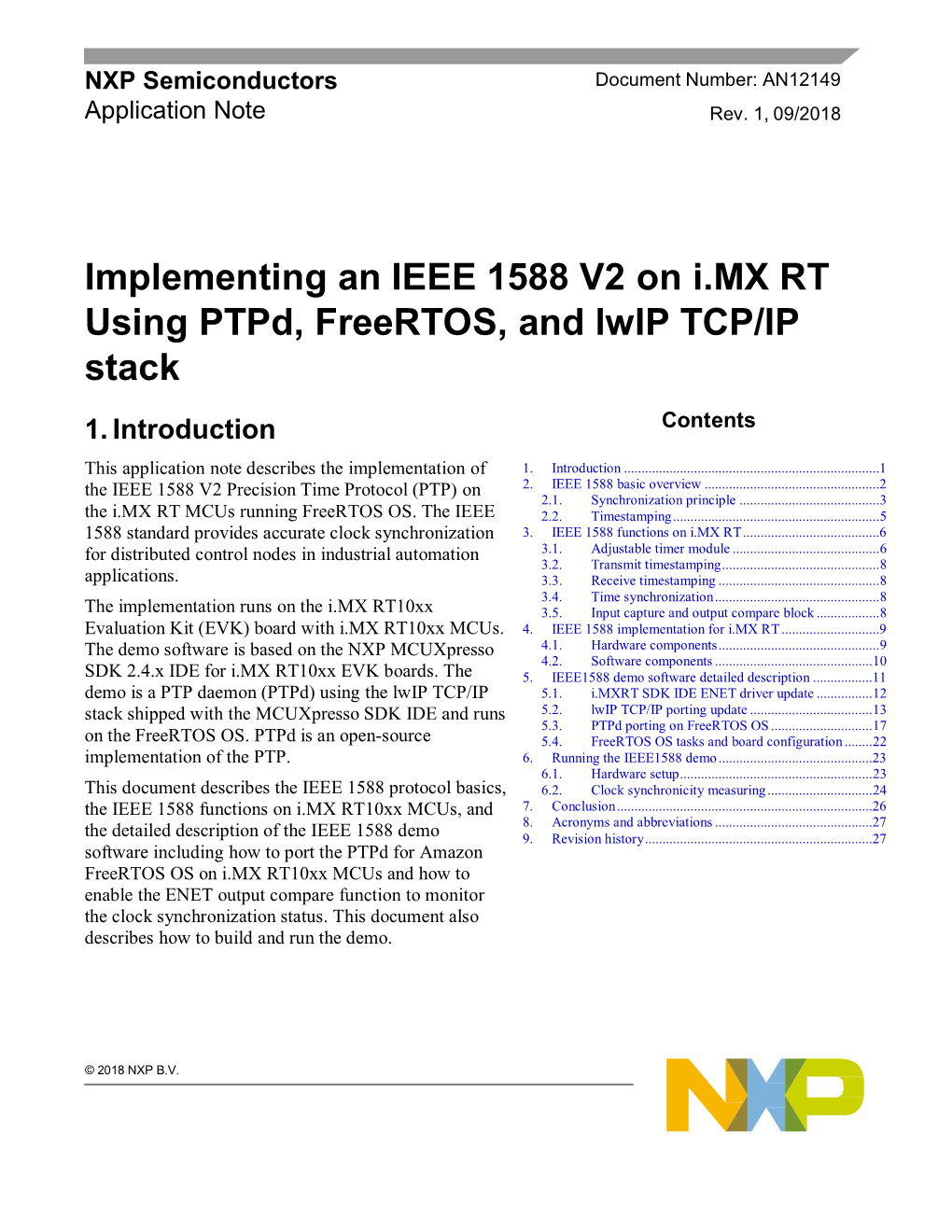 Implementing an IEEE 1588 V2 on I.MX RT Using Ptpd, Freertos, and Lwip TCP/IP Stack