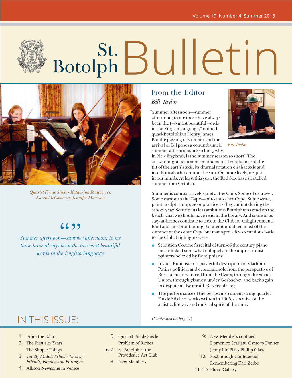 Bulletin from the Editor Bill Taylor