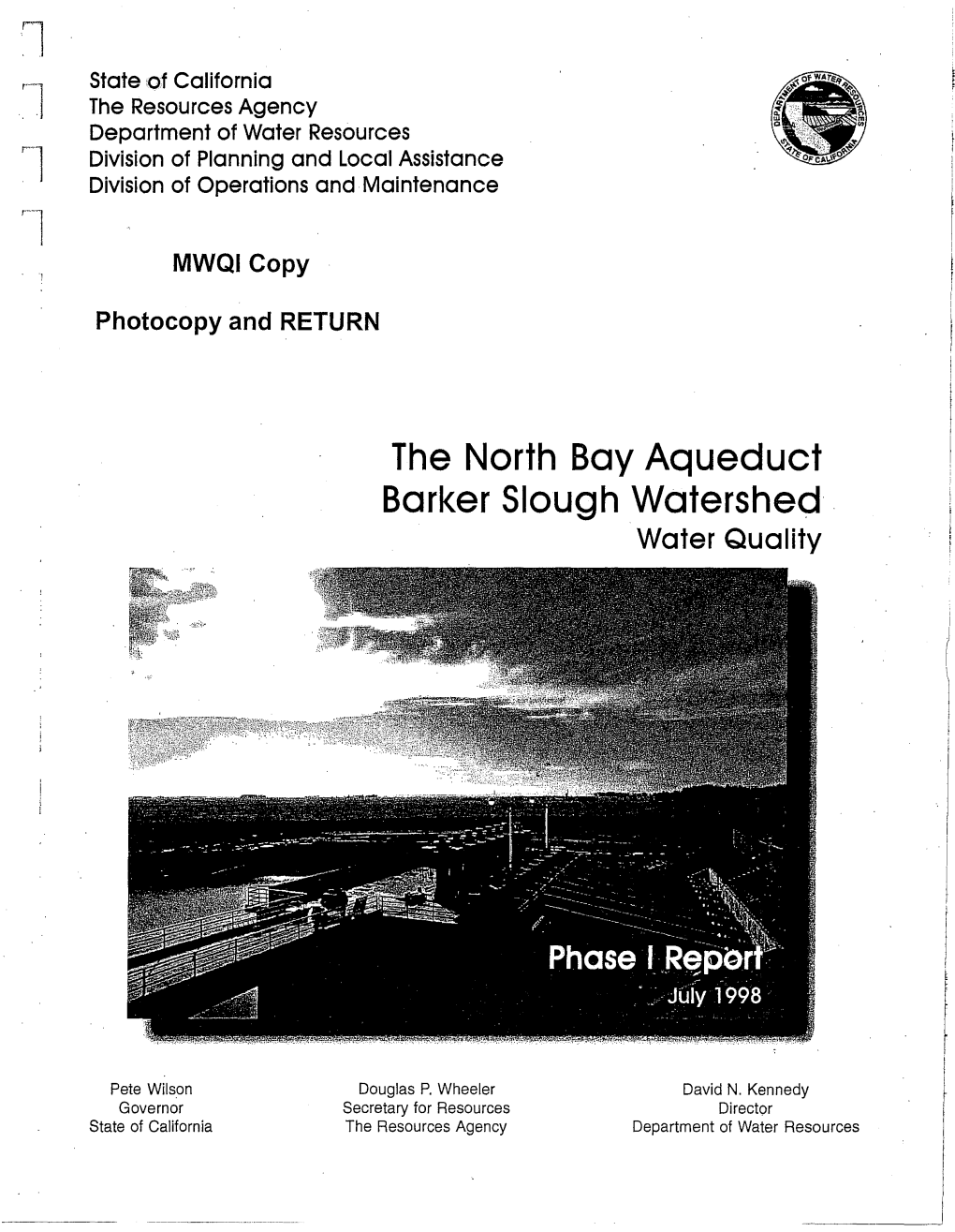 The North Bay Aqueduct Barker Slough Watershed Water Quality