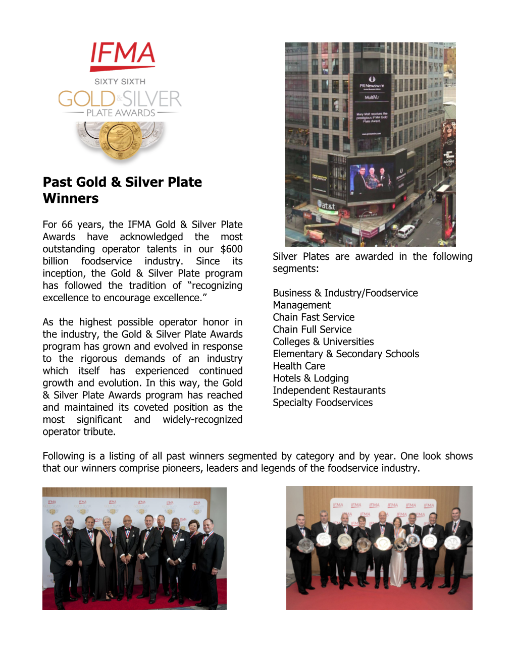 Past Gold & Silver Plate Winners