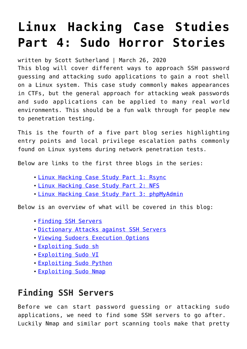Linux Hacking Case Studies Part 4: Sudo Horror Stories