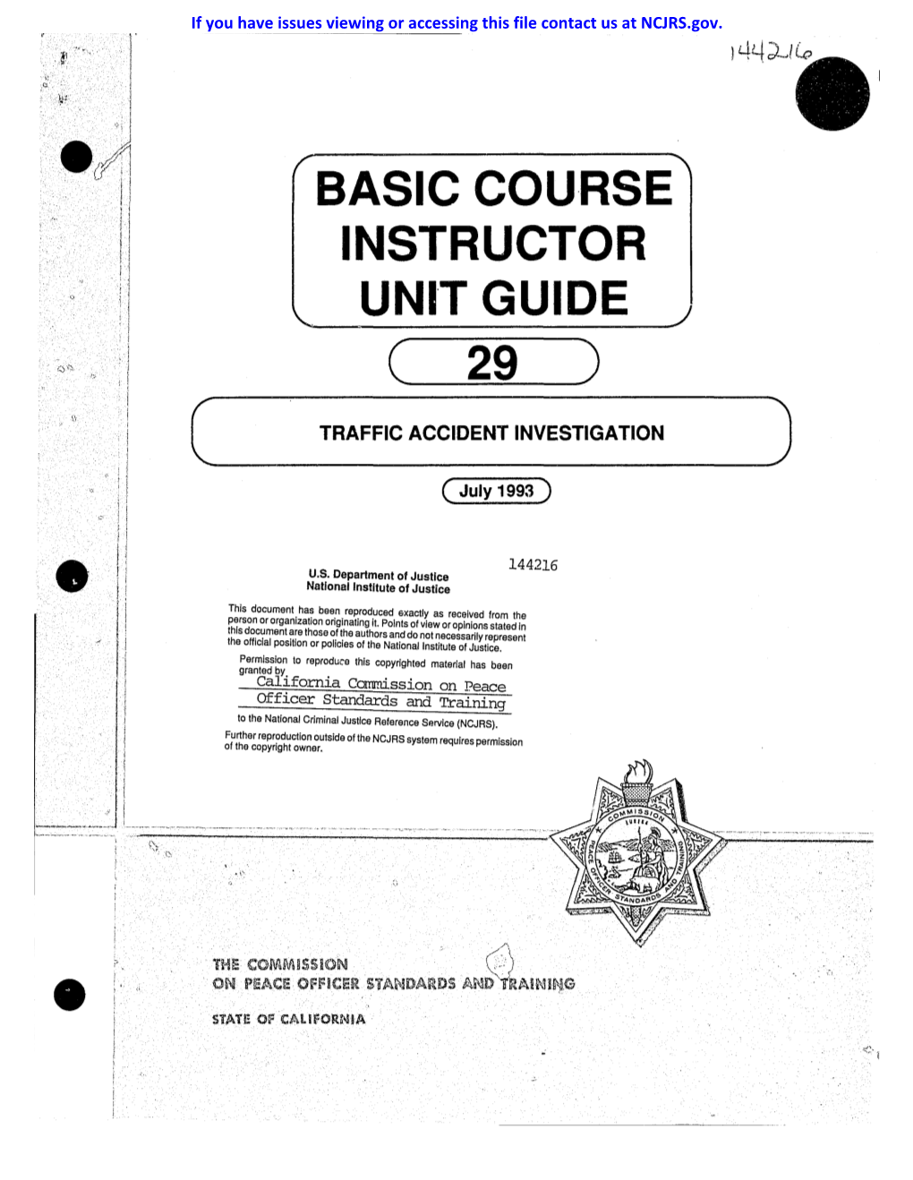 TRAFFIC ACCIDENT INVESTIGATION J (----- ( July 1993 )