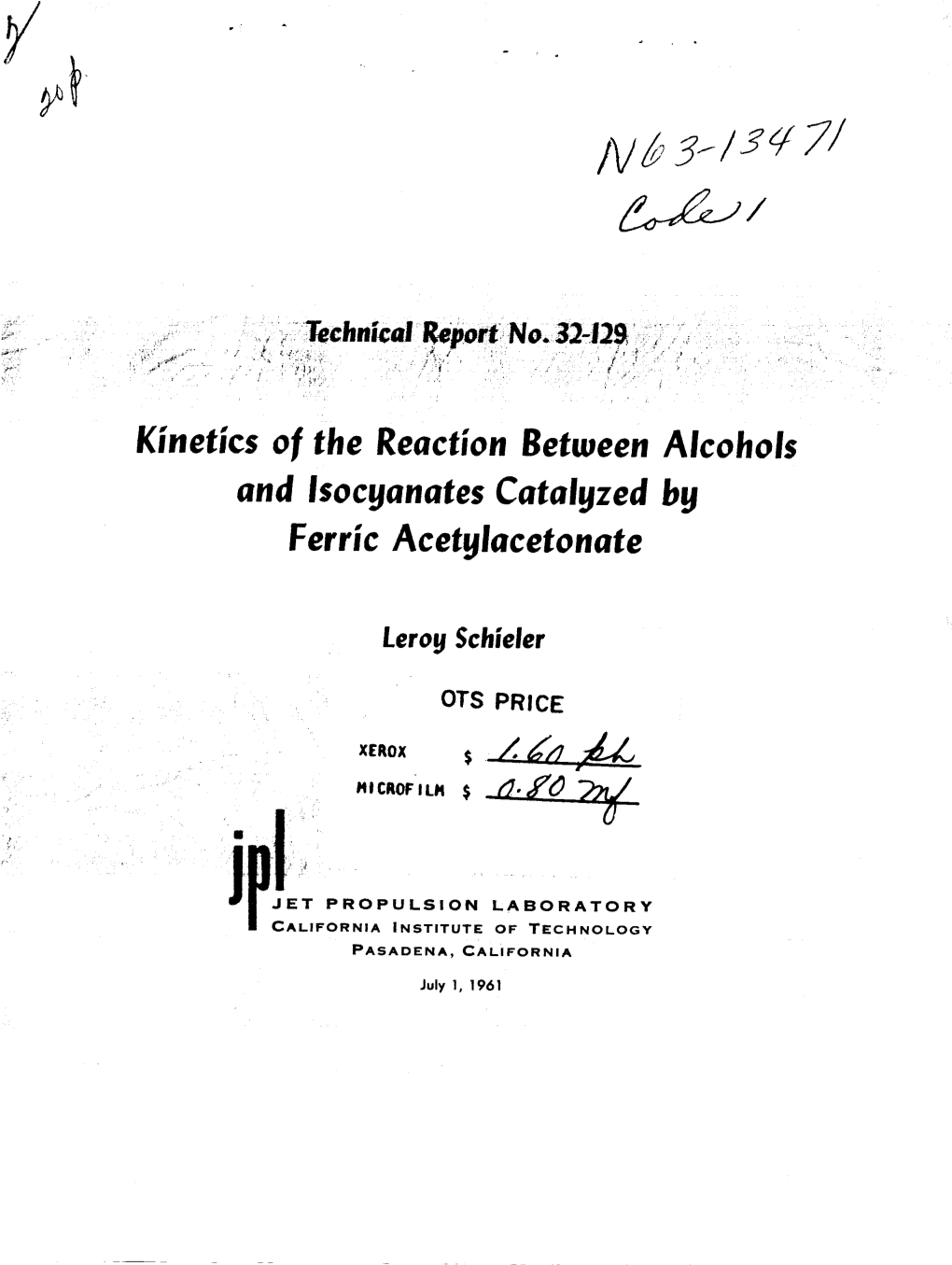 Kinetics of the Reaction Between Alcohols and Isocyanates Catolyzed by Ferric Acetylacetonate