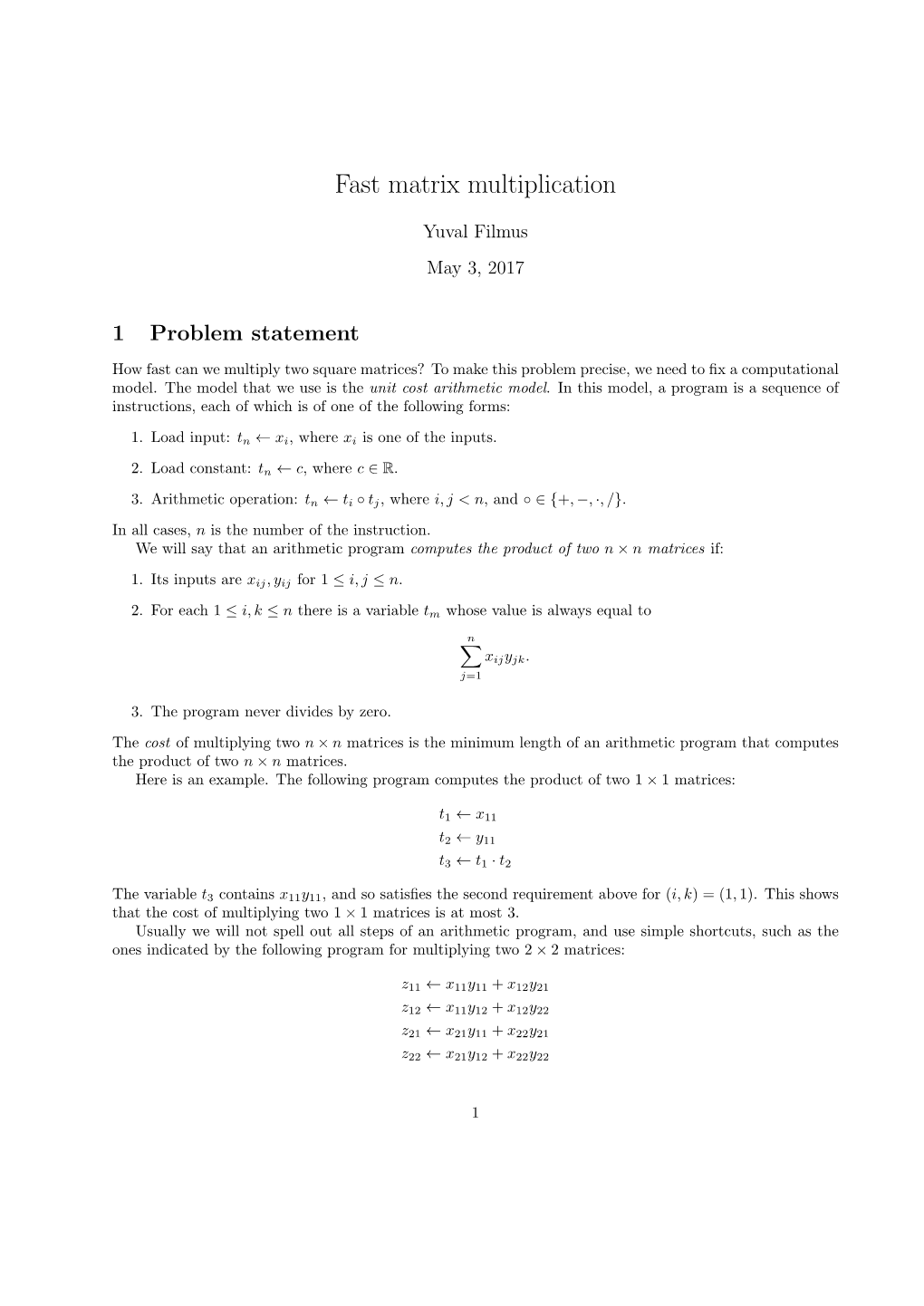 Fast Matrix Multiplication