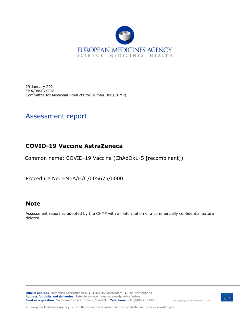 Assessment Report COVID-19 Vaccine Astrazeneca EMA/94907/2021