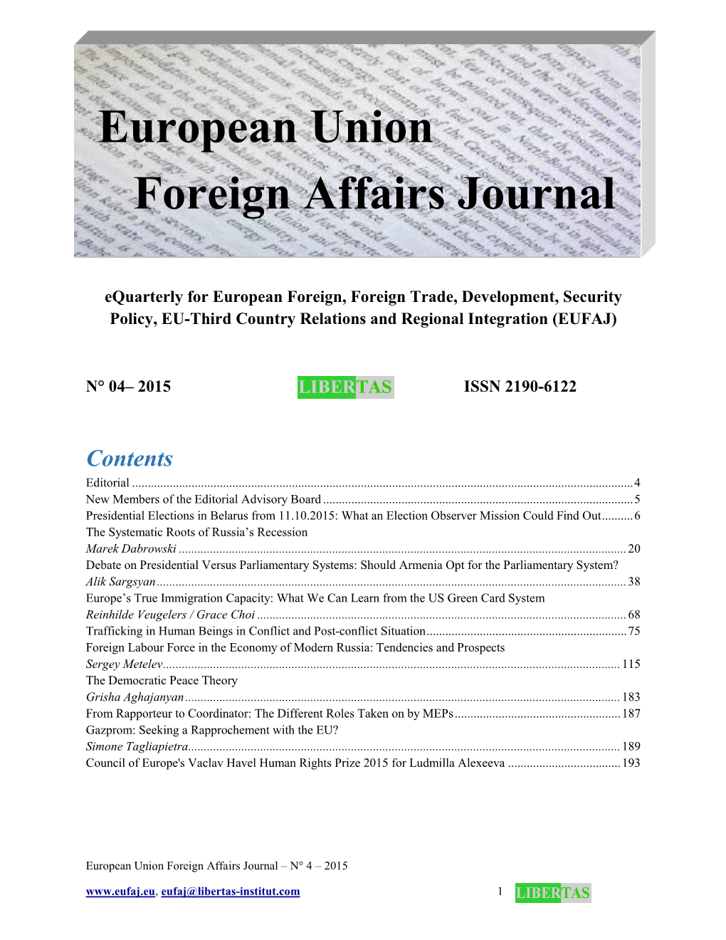 European Union Foreign Affairs Journal