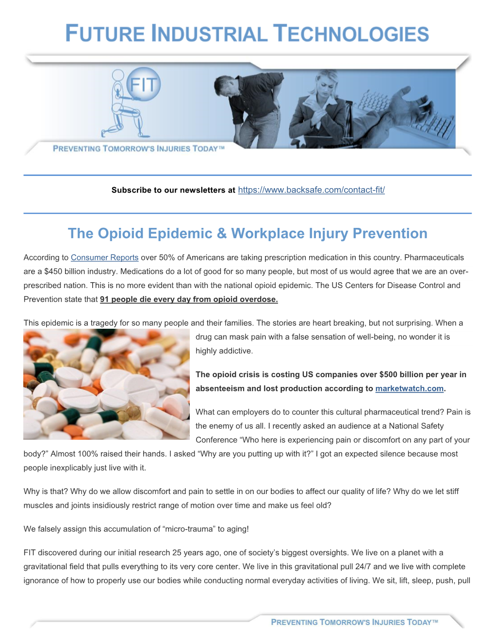 The Opioid Epidemic & Workplace Injury Prevention