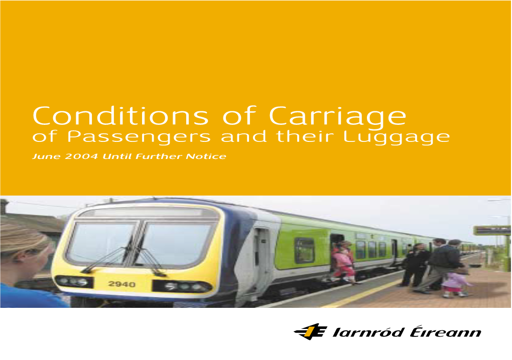 Conditions of Carriage of Passengers and Their Luggage