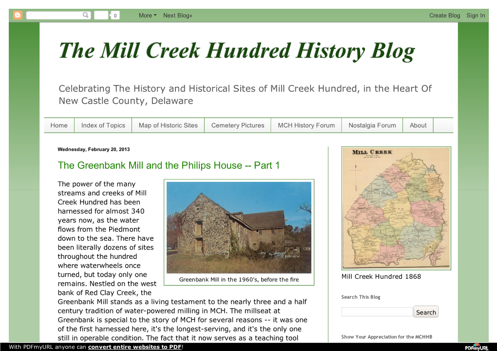 The Mill Creek Hundred History Blog: the Greenbank Mill and the Philips
