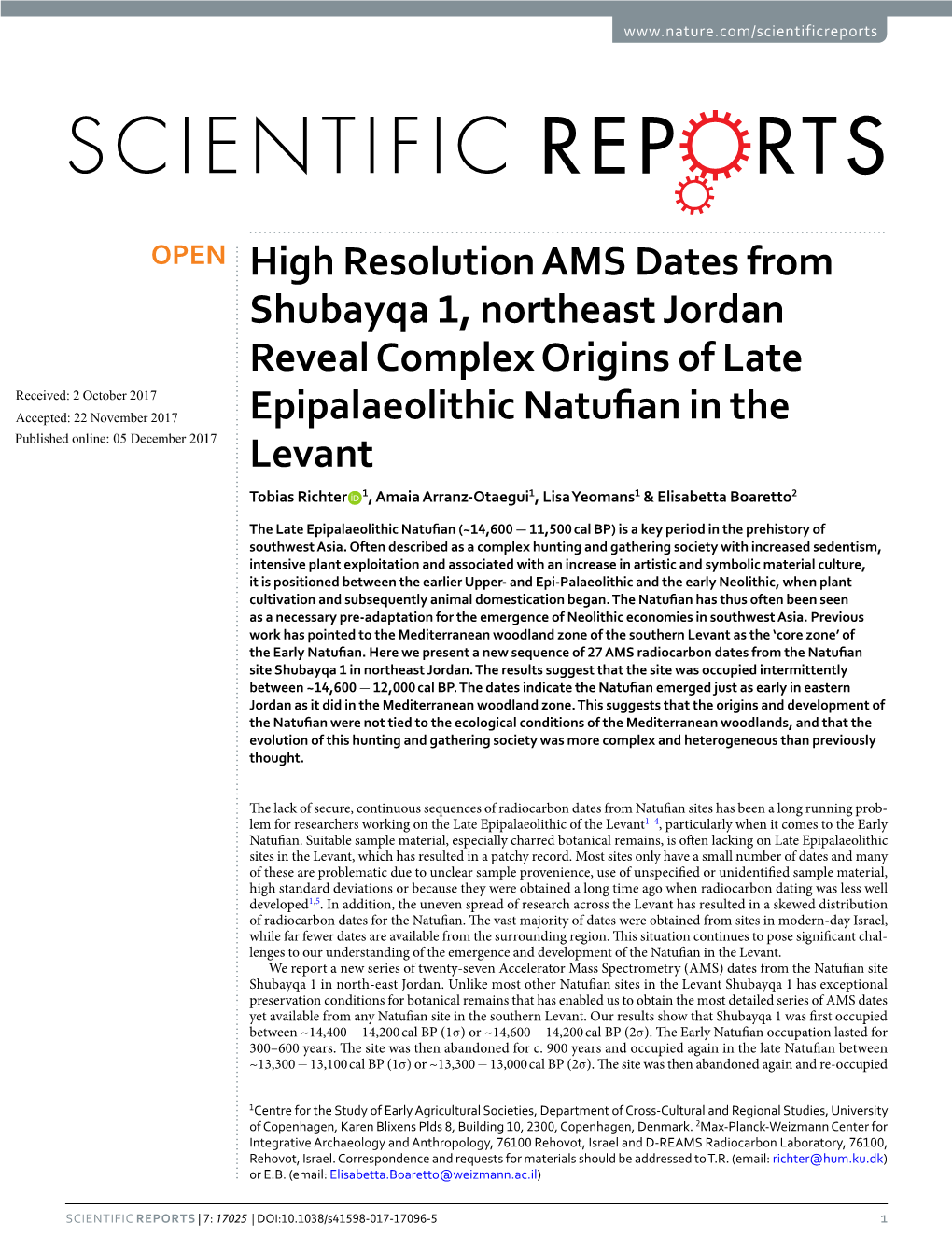 High Resolution AMS Dates from Shubayqa 1, Northeast Jordan