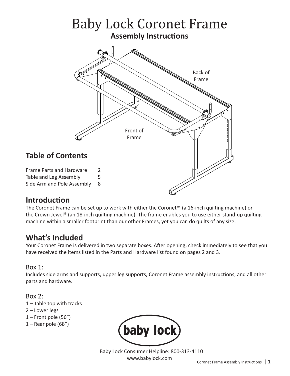 Coronet (BLCT16) Frame Assembly Instructions REVISED