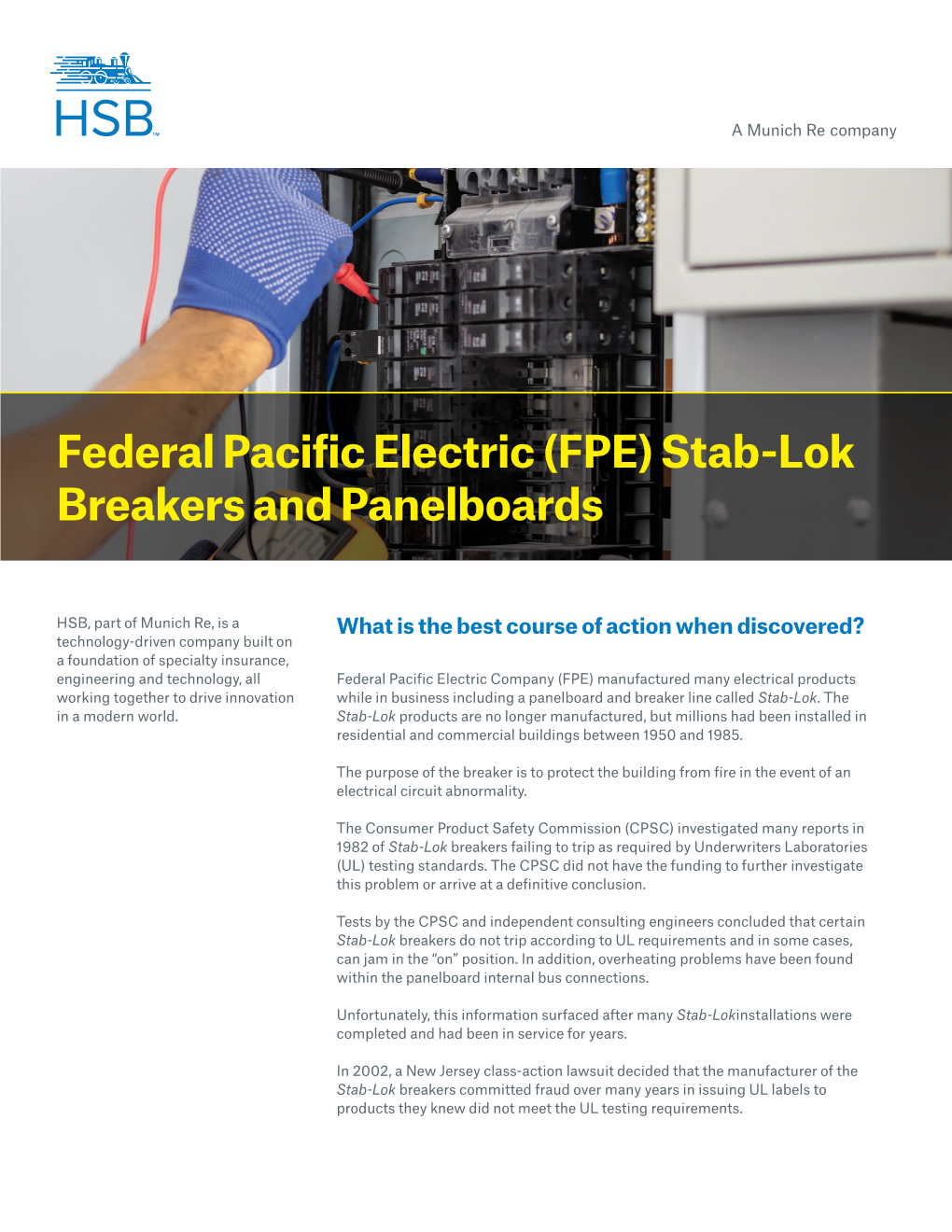 Federal Pacific Electric (FPE) Stab-Lok Breakers and Panelboards