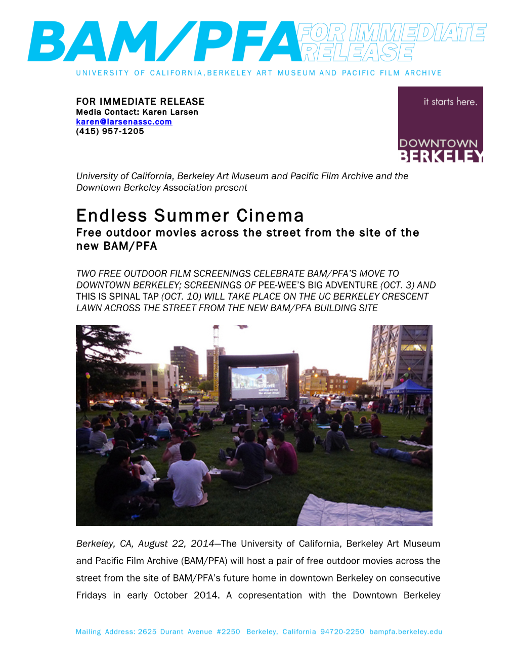 Endless Summer Cinema Free Outdoor Movies Across the Street from the Site of the New BAM/PFA
