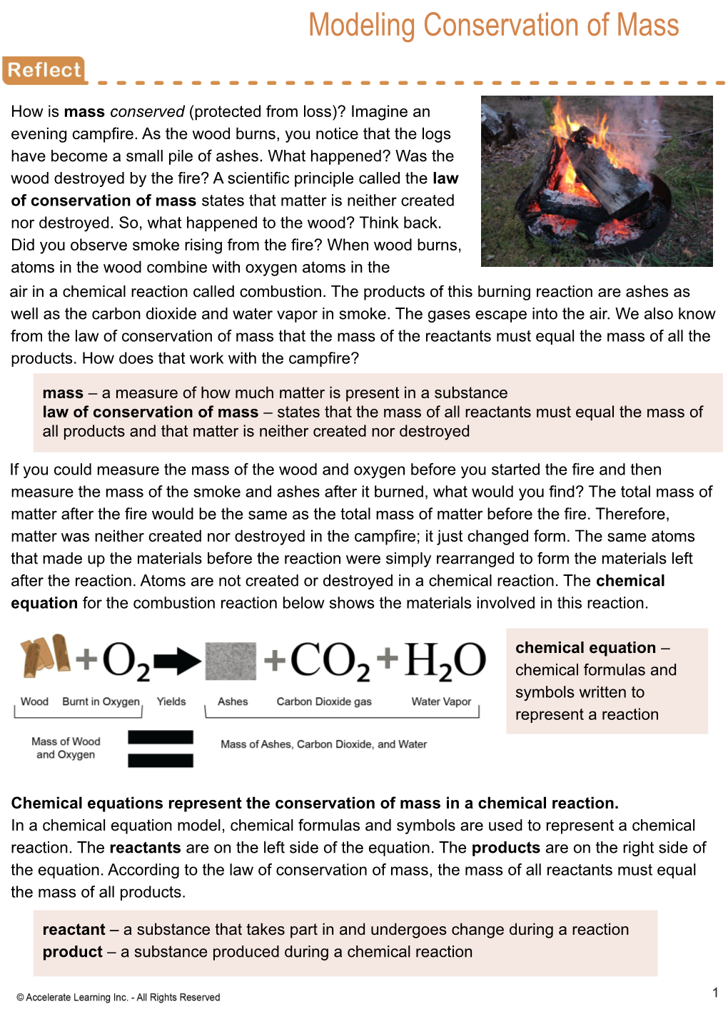 Modeling Conservation of Mass