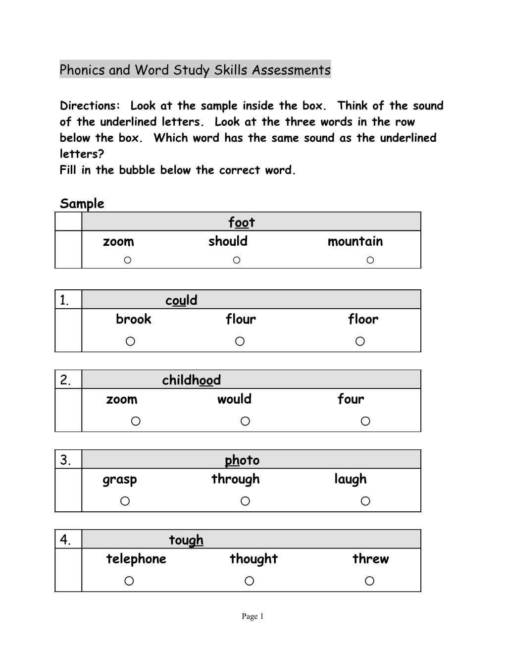 Phonics And Word Study Skills Assessments