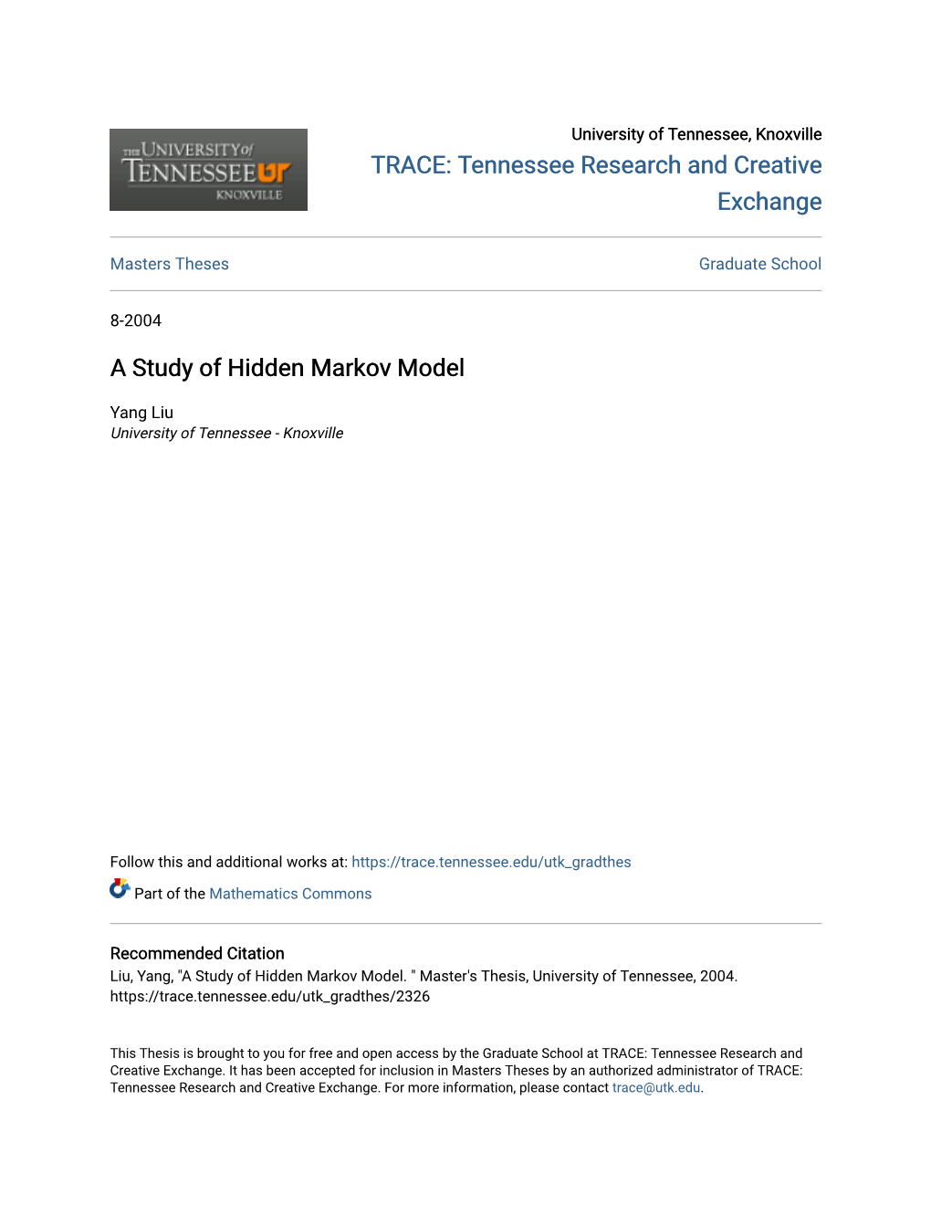 A Study of Hidden Markov Model