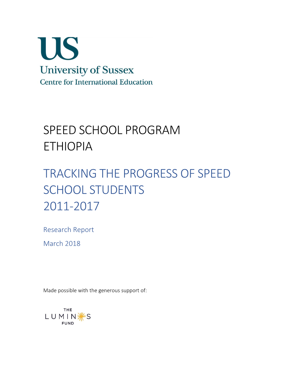 Tracking the Progress of Speed School Students 2011-2017