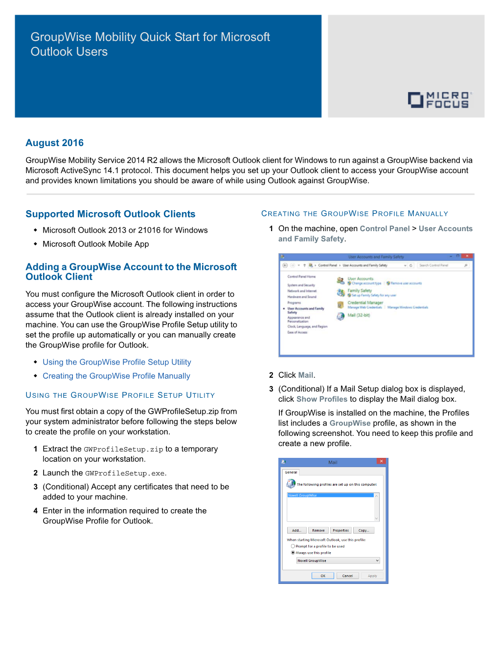 Groupwise Mobility Quick Start for Microsoft Outlook Users