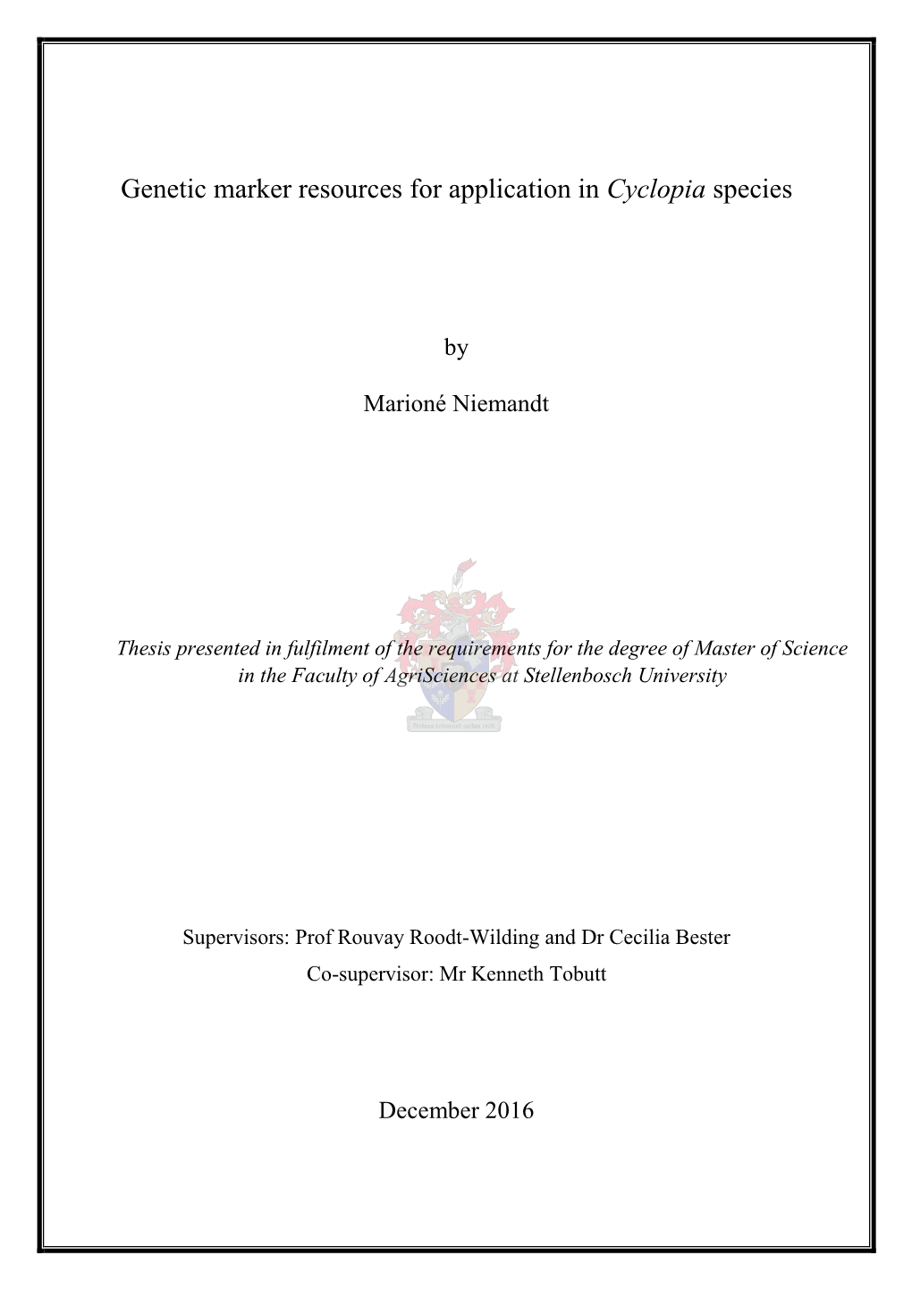 Genetic Marker Resources for Application in Cyclopia Species