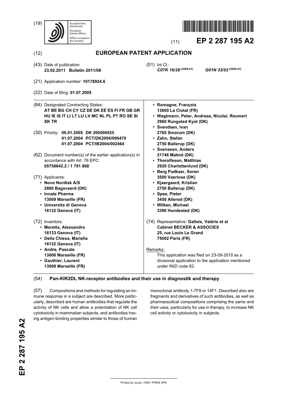 Pan-KIR2DL NK-Receptor Antibodies and Their Use in Diagnostik and Therapy