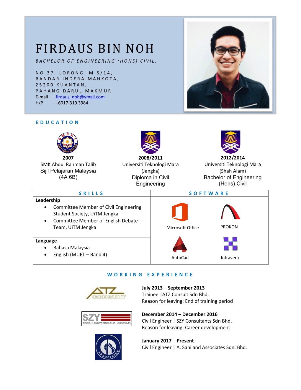 Firdaus Bin Noh Bachelor of Engineering (Hons) Civil