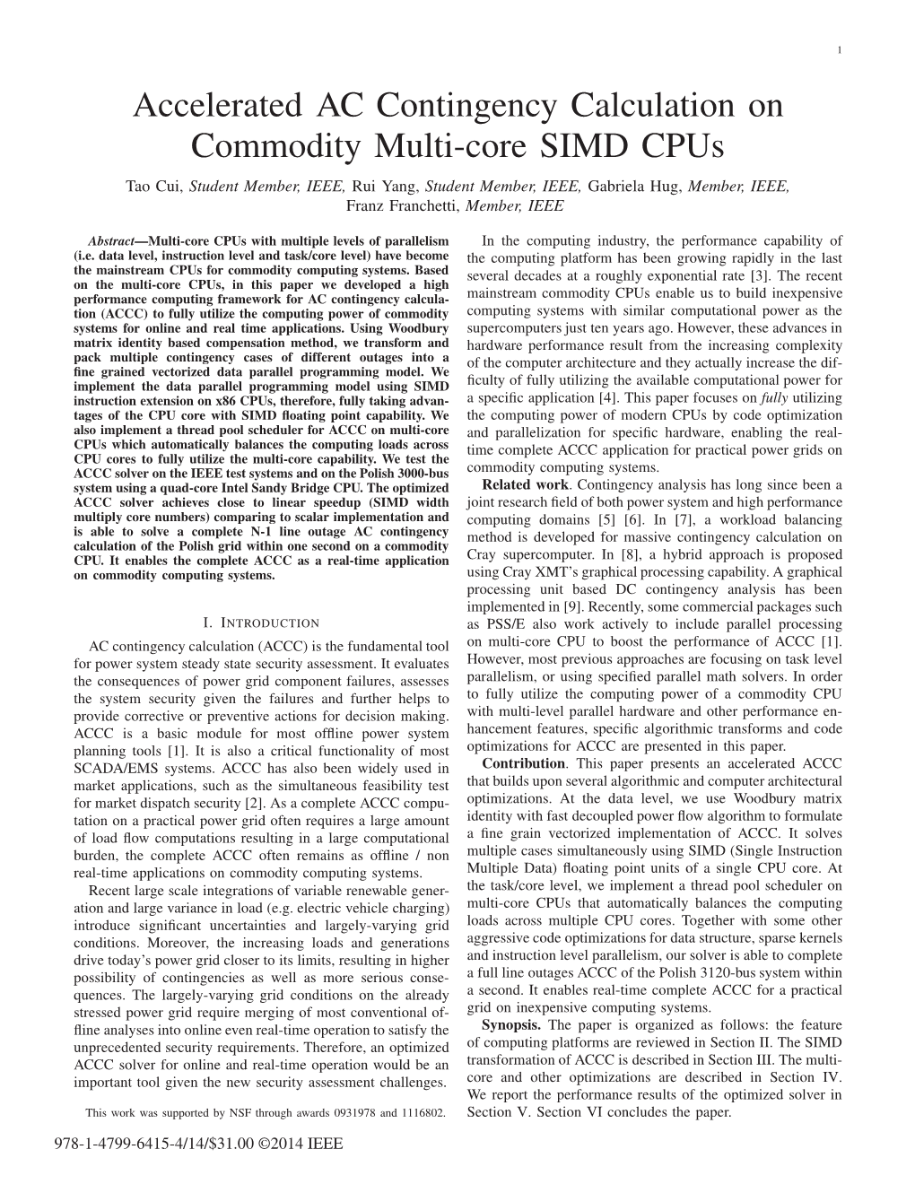 Accelerated AC Contingency Calculation on Commodity Multi