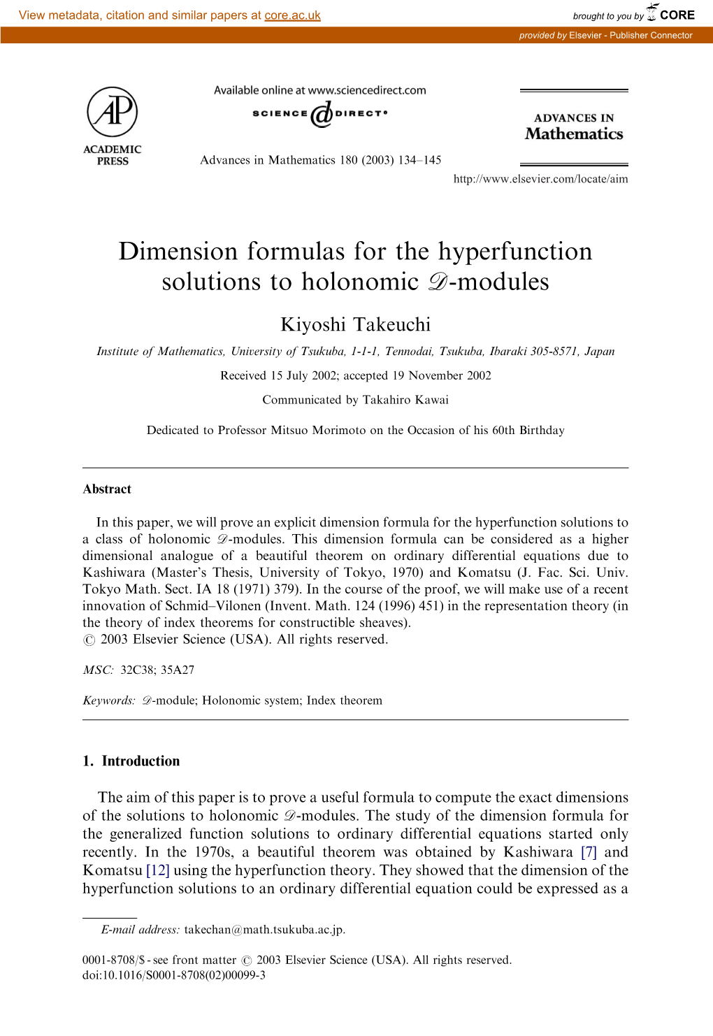 Dimension Formulas for the Hyperfunction Solutions to Holonomic D-Modules