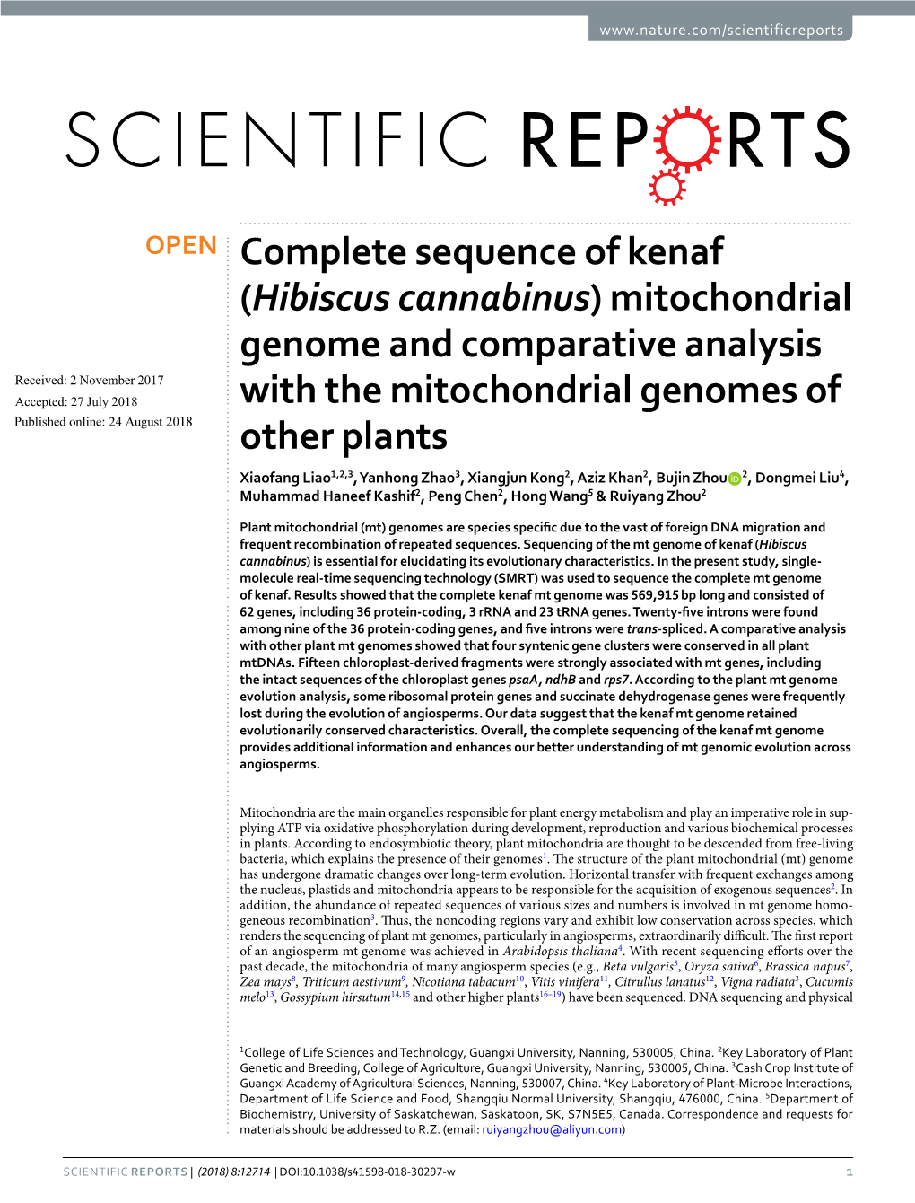 Complete Sequence of Kenaf (Hibiscus Cannabinus)