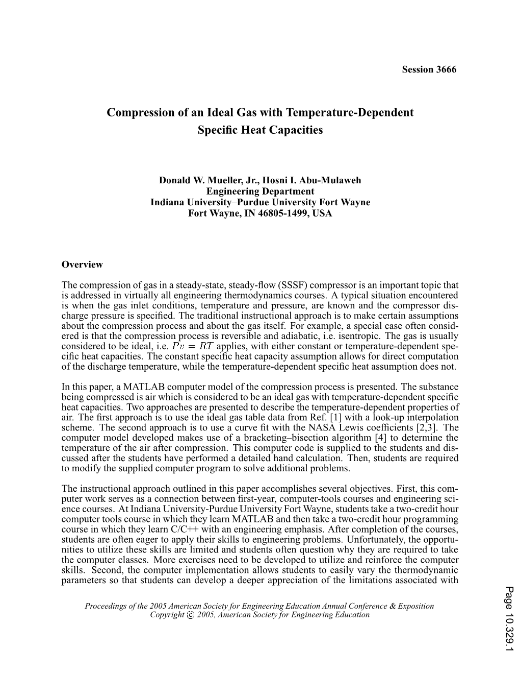 Compression of an Ideal Gas with Temperature Dependent Specific