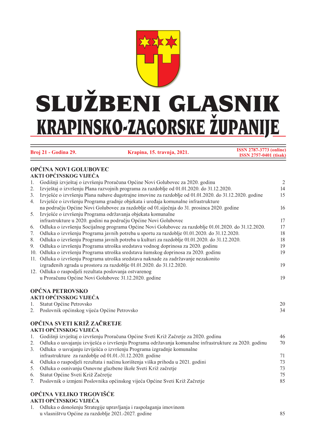 Općina Novi Golubovec Općna Petrovsko Općina Sveti Križ