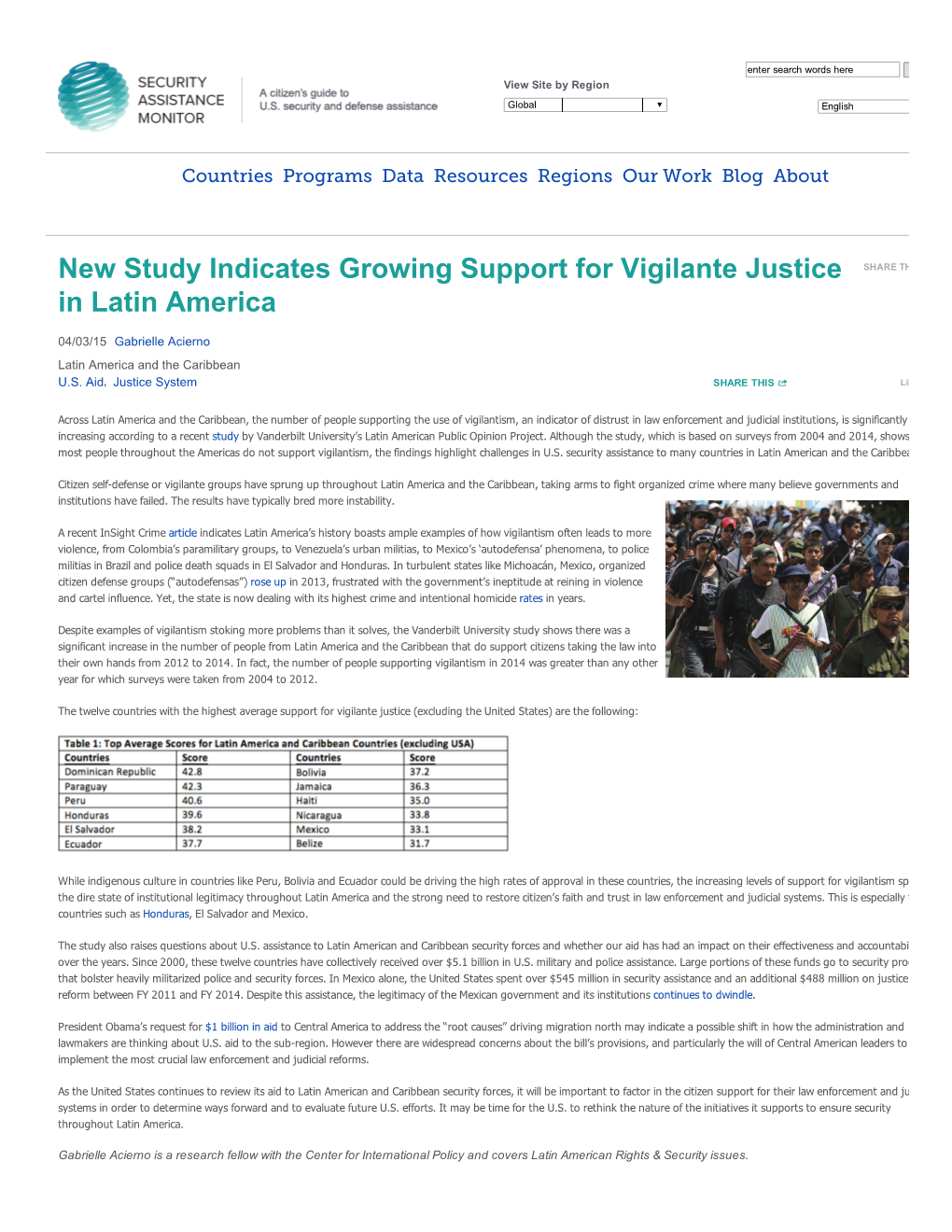 New Study Indicates Growing Support for Vigilante Justice in Latin America | Security Assistance Monitor