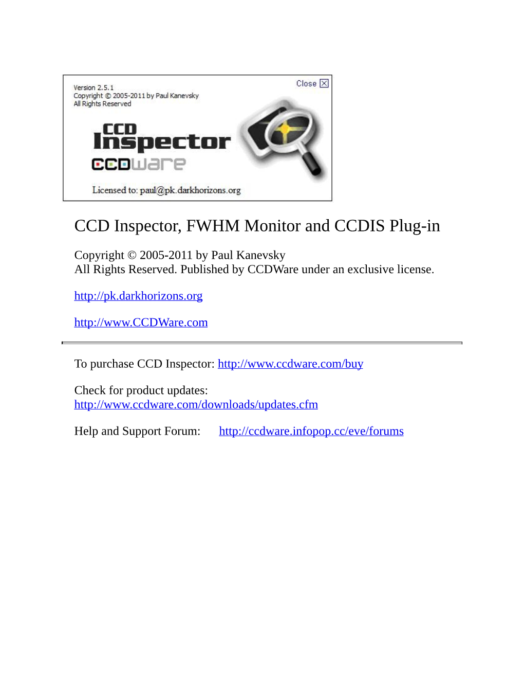 CCD Inspector, FWHM Monitor and CCDIS Plug-In