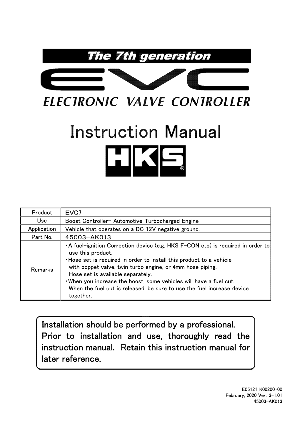 EVC 7 Manual 01 Outline 2020 02 27