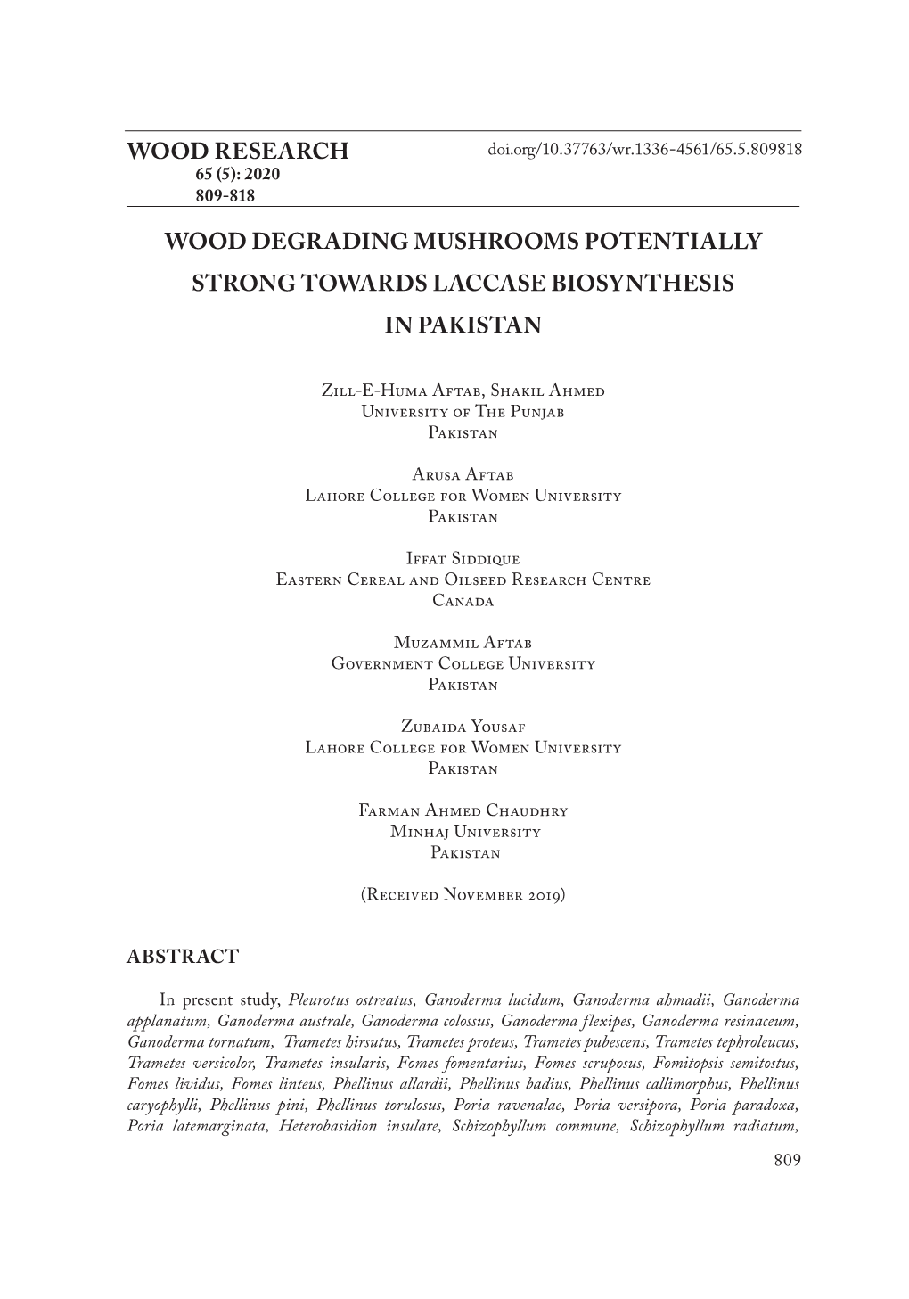 Wood Research Wood Degrading Mushrooms